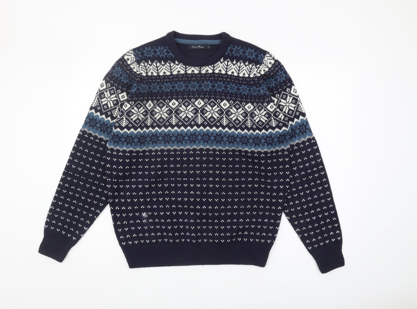 James Pringle Men's Blue Fair Isle Pullover Jumper M