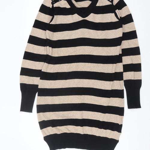 Seraphine Women's Black Beige Striped Pullover Jumper XS