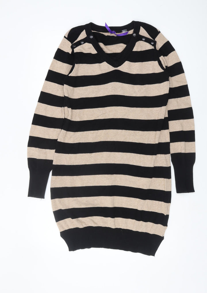 Seraphine Women's Black Beige Striped Pullover Jumper XS