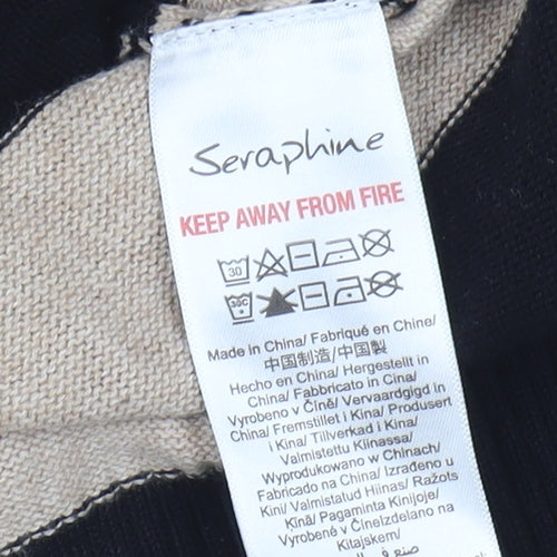 Seraphine Women's Black Beige Striped Pullover Jumper XS