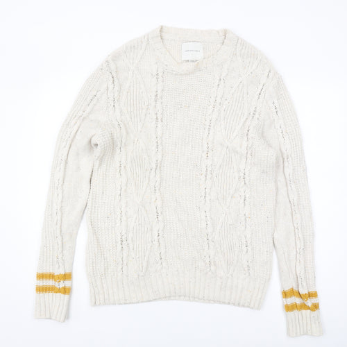 American Eagle Outfitters Women’s Ivory Cable-Knit Pullover XL