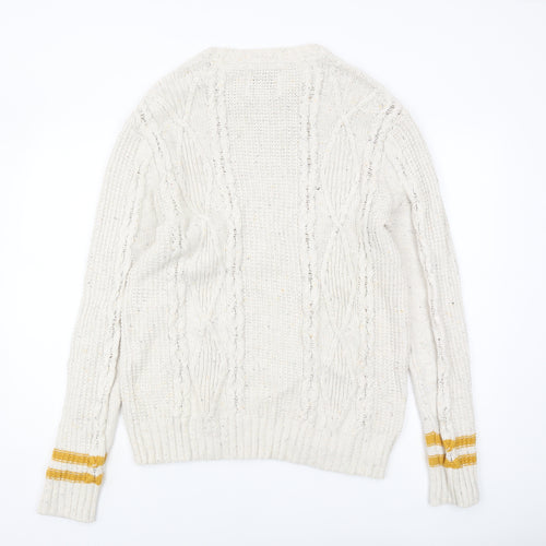 American Eagle Outfitters Women’s Ivory Cable-Knit Pullover XL