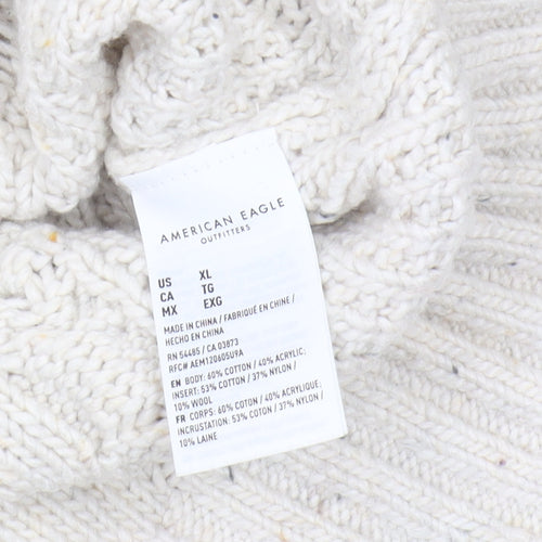 American Eagle Outfitters Women’s Ivory Cable-Knit Pullover XL
