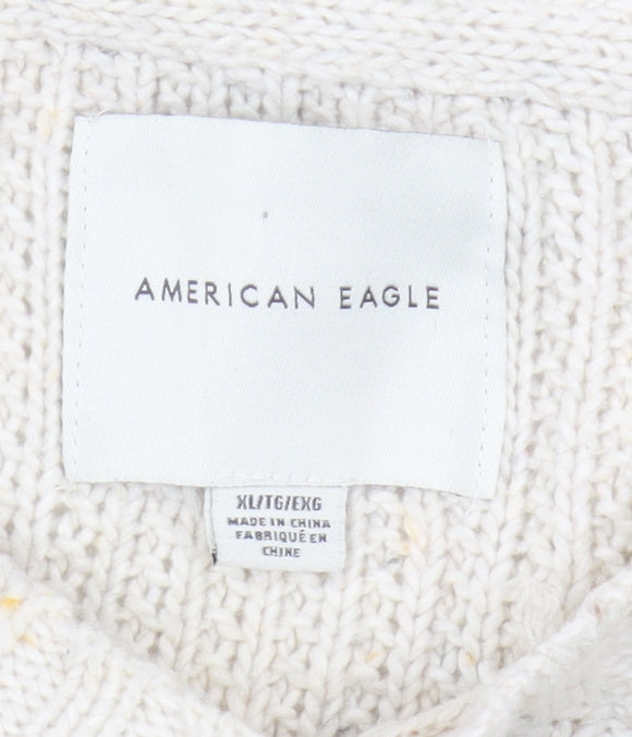 American Eagle Outfitters Women’s Ivory Cable-Knit Pullover XL