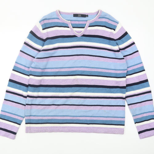 Isle Essentials Women's Multicoloured V-Neck Pullover, Size L