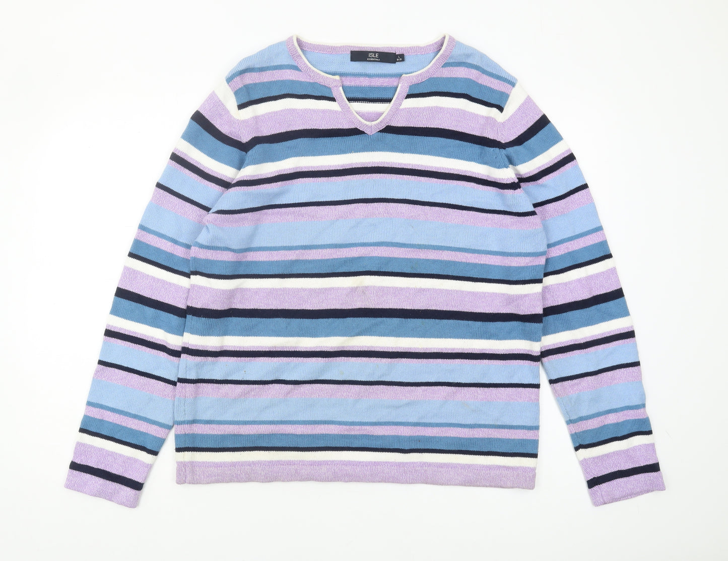 Isle Essentials Women's Multicoloured V-Neck Pullover, Size L