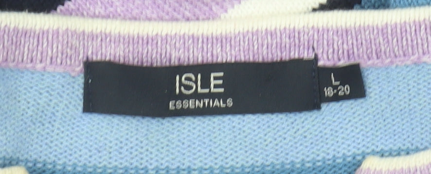 Isle Essentials Women's Multicoloured V-Neck Pullover, Size L