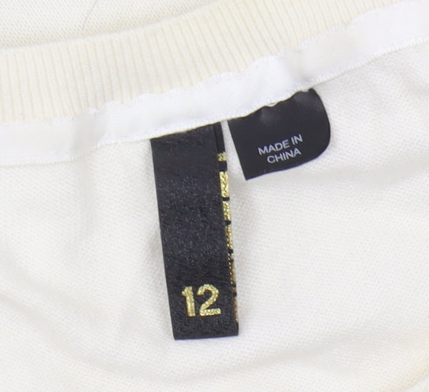 H&M Ivory Women's Jumper, Size 12, Long Sleeve