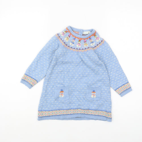 JoJo Maman Bébé Blue Girls Winter Pullover Jumper 5 Years