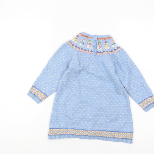 JoJo Maman Bébé Blue Girls Winter Pullover Jumper 5 Years