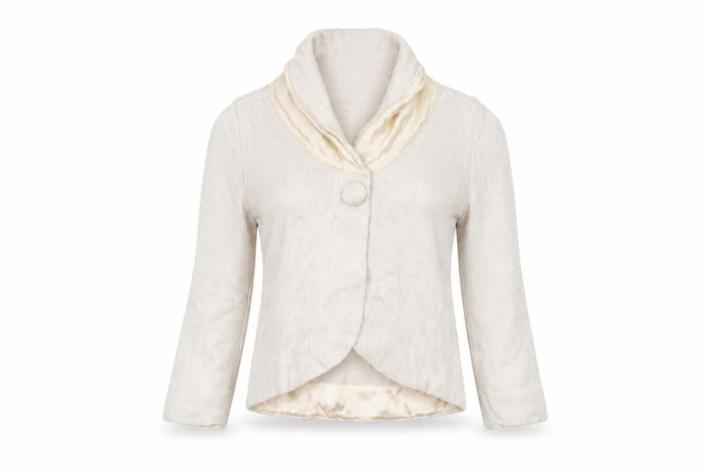 Front view of Minuet Women's Beige Long Sleeve Knit Jumper, size 10