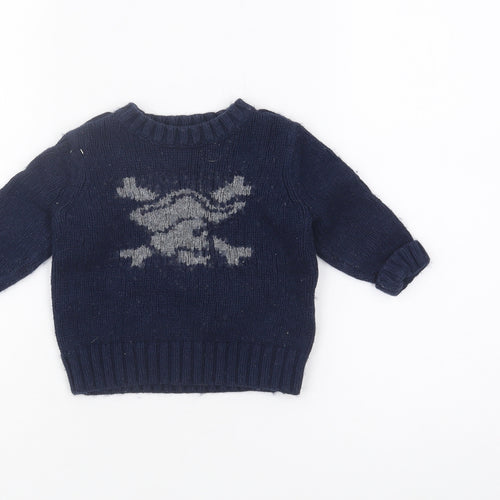 Gap Unisex Blue Skull Knit Pullover Jumper, 12-18 Months