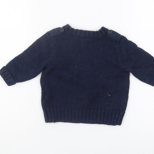 Gap Unisex Blue Skull Knit Pullover Jumper, 12-18 Months