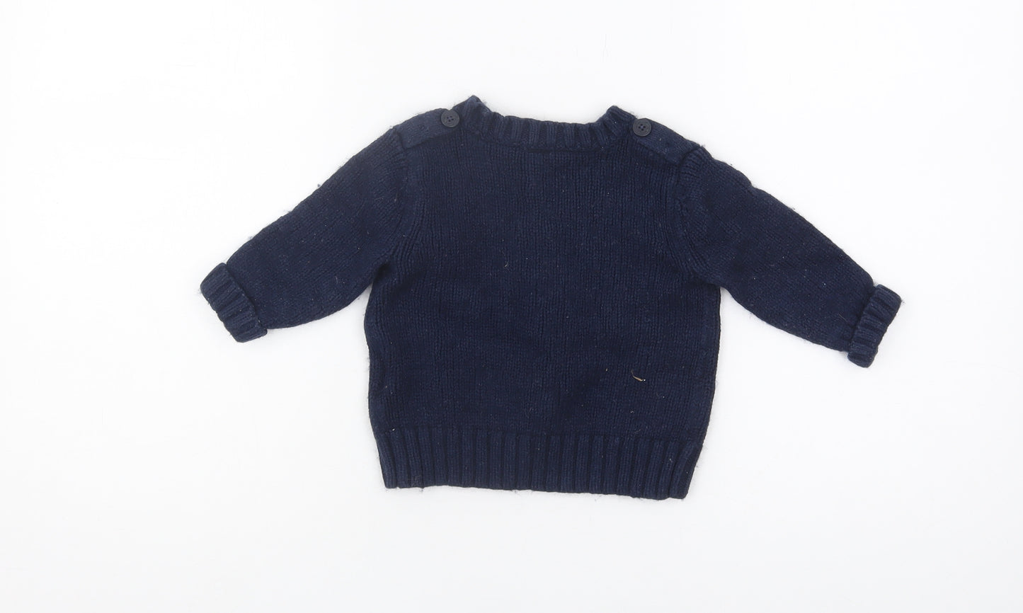 Gap Unisex Blue Skull Knit Pullover Jumper, 12-18 Months
