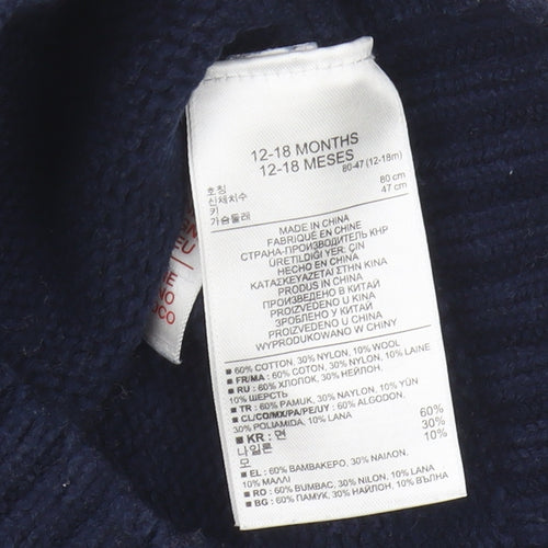 Gap Unisex Blue Skull Knit Pullover Jumper, 12-18 Months