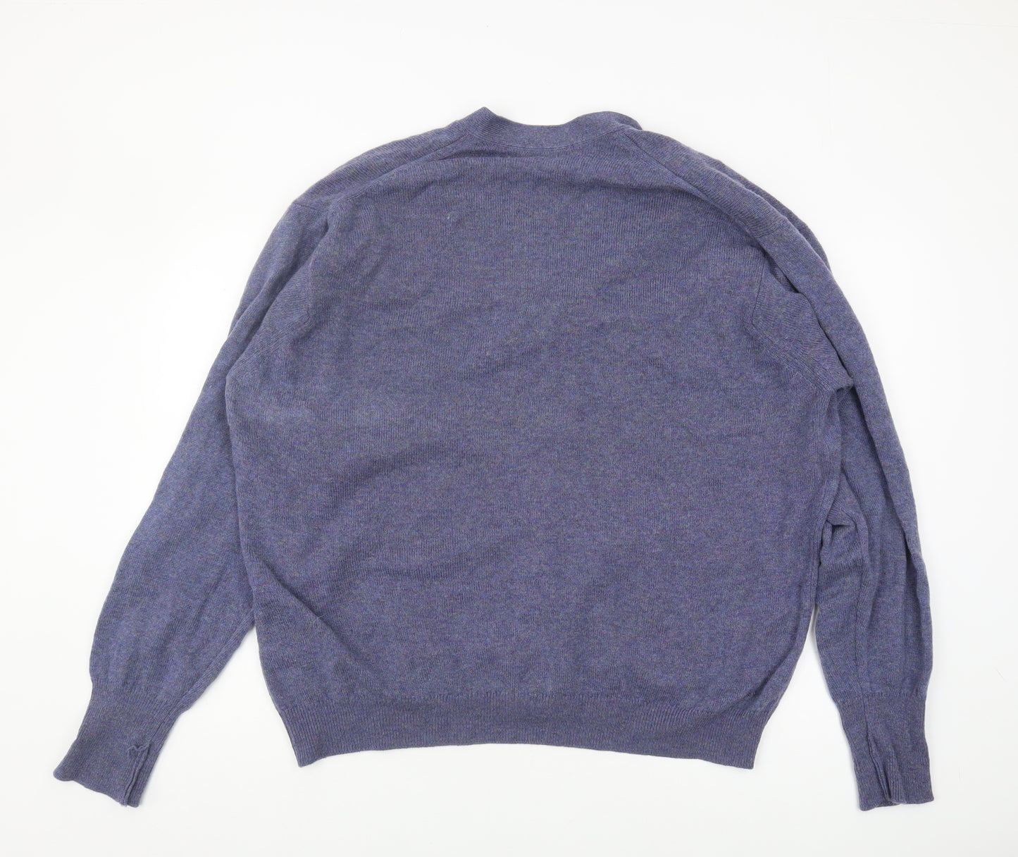 Marks & Spencer Men's Blue XL Cardigan Wool V-Neck