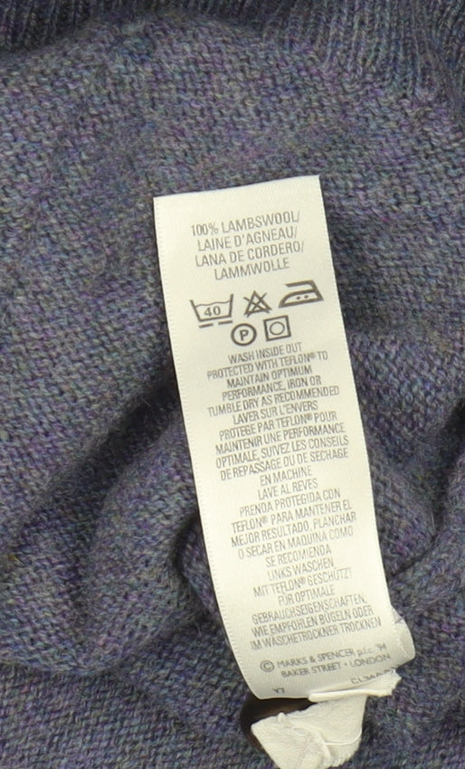 Marks & Spencer Men's Blue XL Cardigan Wool V-Neck