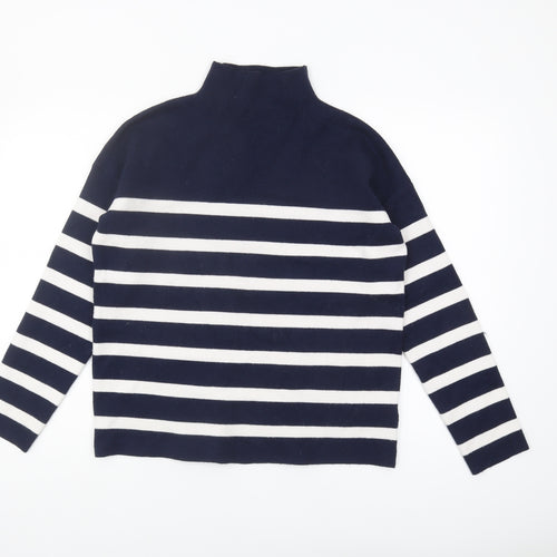 Tahari Women's Blue Striped High Neck Pullover Jumper M