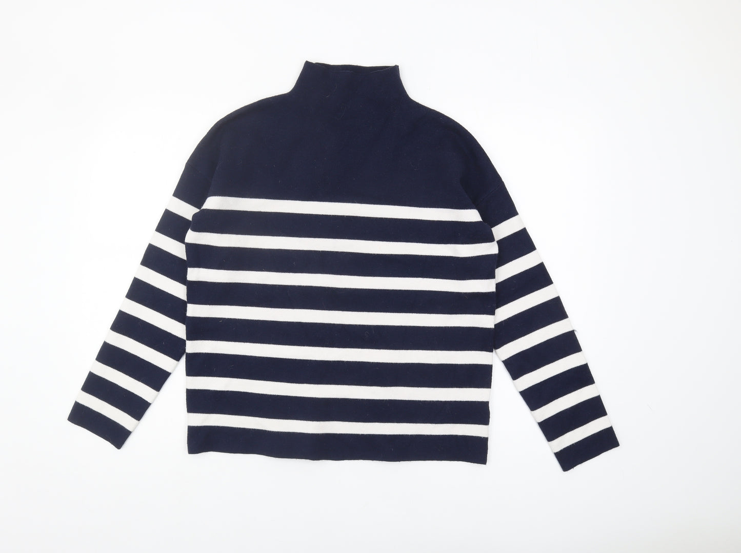 Tahari Women's Blue Striped High Neck Pullover Jumper M