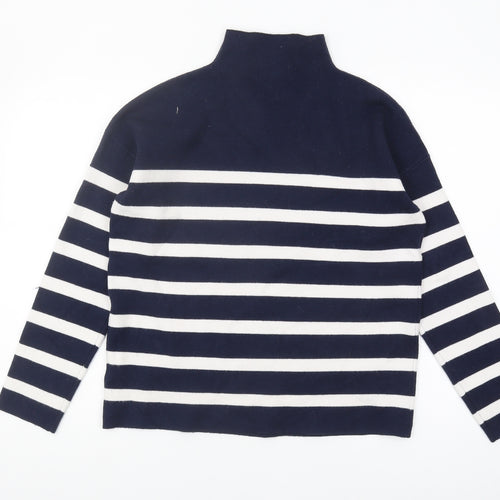 Tahari Women's Blue Striped High Neck Pullover Jumper M