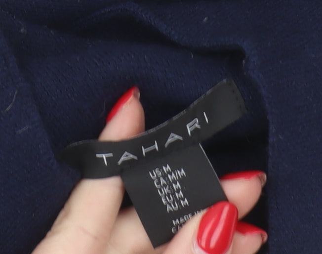 Tahari Women's Blue Striped High Neck Pullover Jumper M