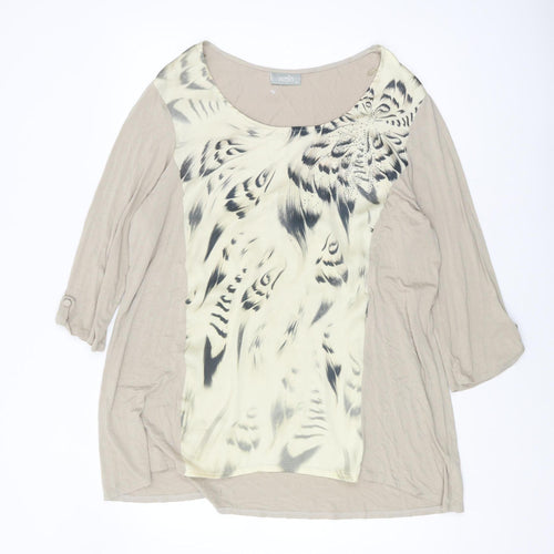 Wallis Women Beige Animal Print Tunic Blouse XL