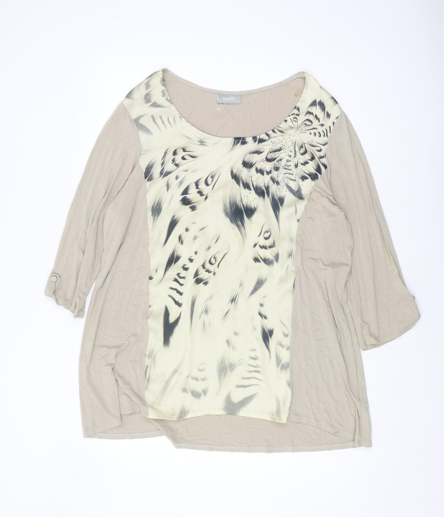 Wallis Women Beige Animal Print Tunic Blouse XL