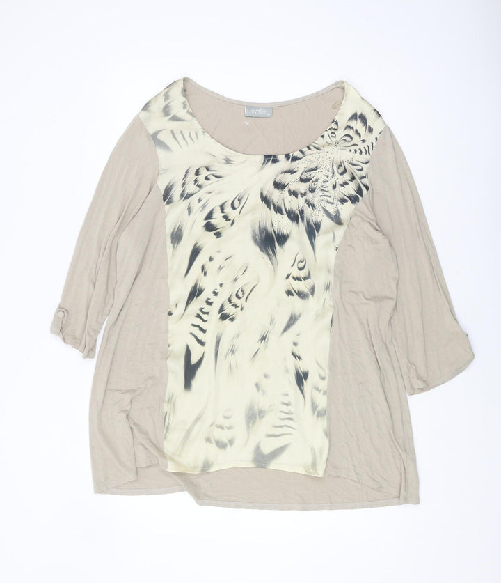 Wallis Women Beige Animal Print Tunic Blouse XL