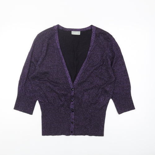 Wallis Women's Purple Glitter Cardigan Size 18