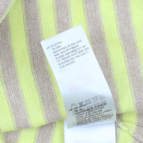 White Stuff Women's Beige Cardigan Size 8 Striped Knit