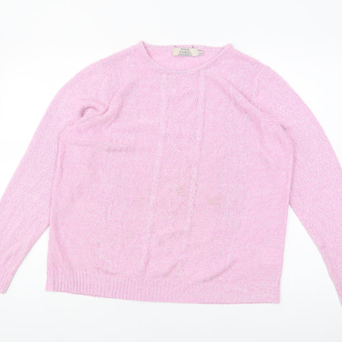 Honor Millburn Women's Pink Cable-Knit Pullover Jumper Size L