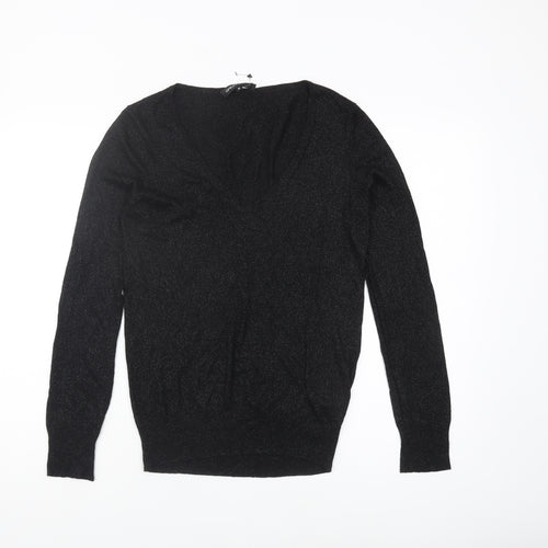 Great Plains Women's Black V-Neck Pullover Jumper M