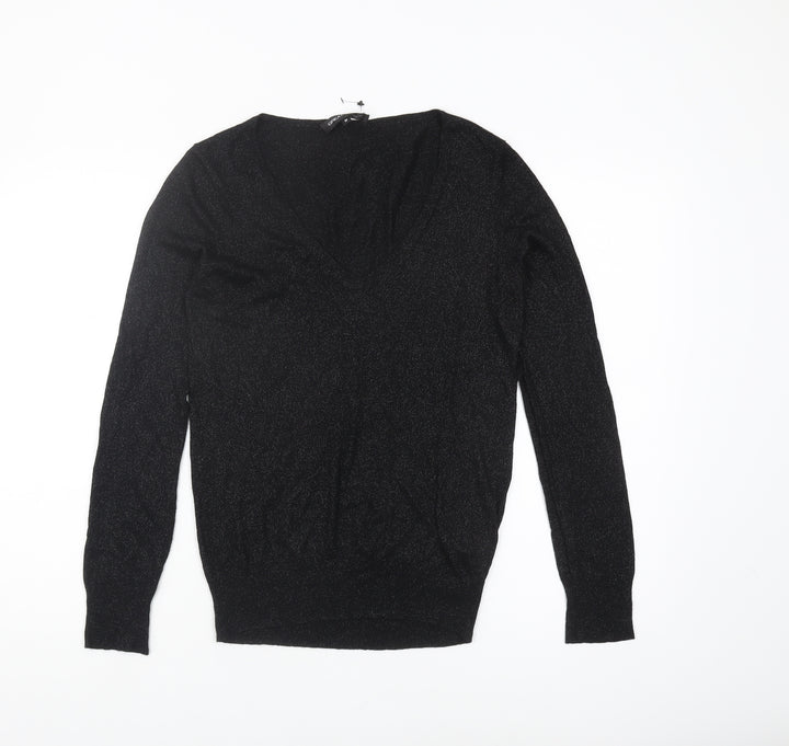 Great Plains Women's Black V-Neck Pullover Jumper M