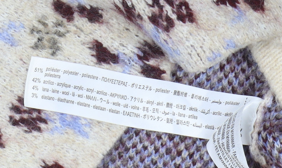 Zara Women's Beige Floral Cardigan, Size 12, Chunky-Knit