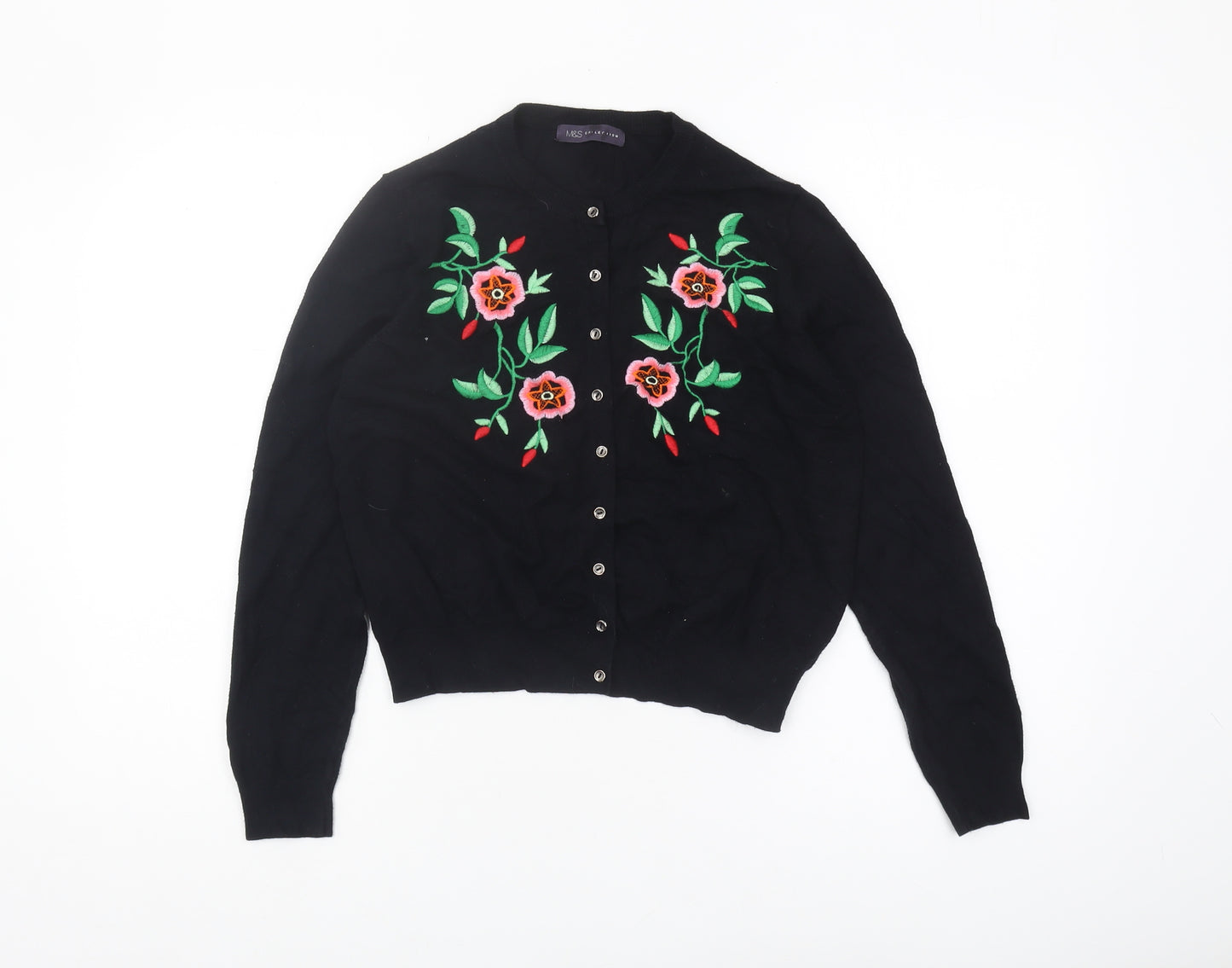 Marks and Spencer Black Embroidered Cardigan - Size 12