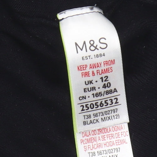 Marks and Spencer Black Embroidered Cardigan - Size 12