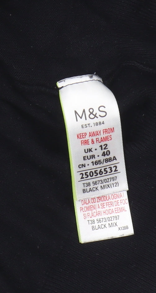 Marks and Spencer Black Embroidered Cardigan - Size 12