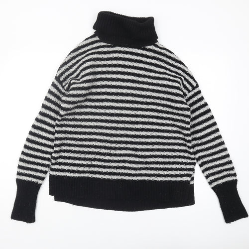 GAP Women's Black Striped Roll Neck Pullover Jumper S