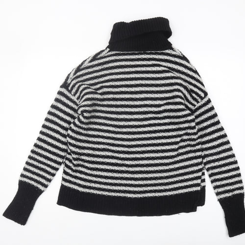 GAP Women's Black Striped Roll Neck Pullover Jumper S