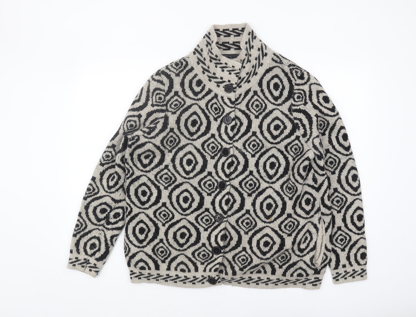 Betty Jackson Black Women's Geometric Cardigan Size 18