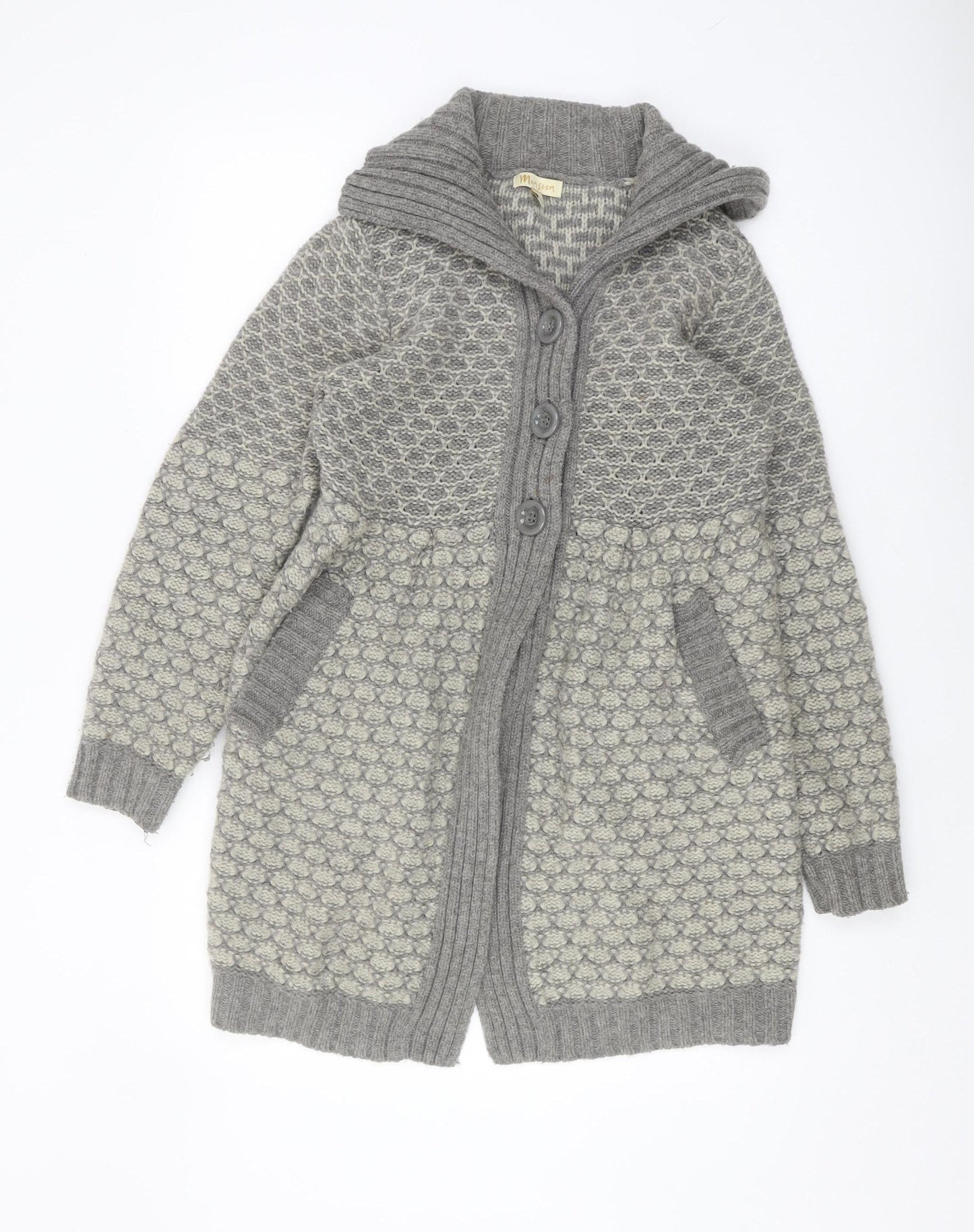 Monsoon Women's Grey Cardigan, M, Chunky-Knit, Casual Style