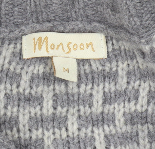 Monsoon Women's Grey Cardigan, M, Chunky-Knit, Casual Style