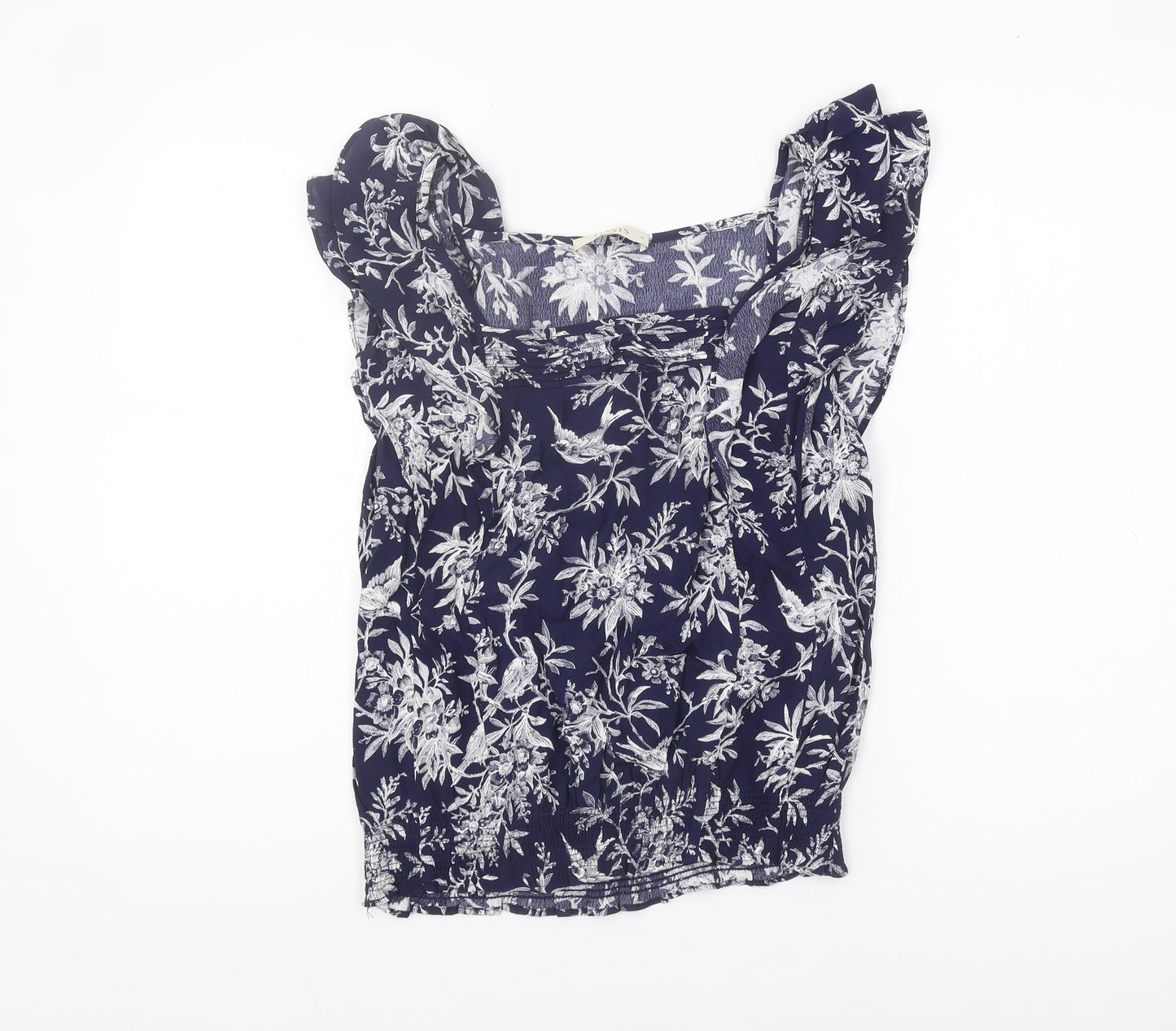 Oasis Women's Blue Floral Top, Size 10, Viscose