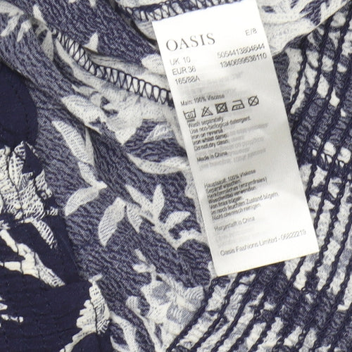 Oasis Women's Blue Floral Top, Size 10, Viscose