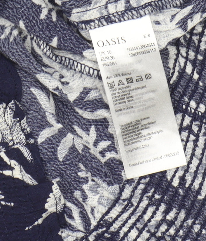 Oasis Women's Blue Floral Top, Size 10, Viscose