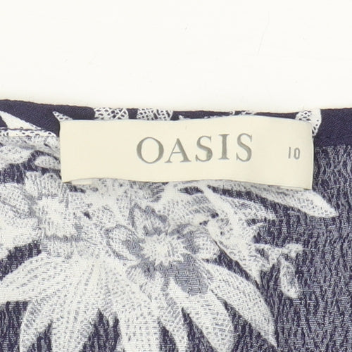 Oasis Women's Blue Floral Top, Size 10, Viscose