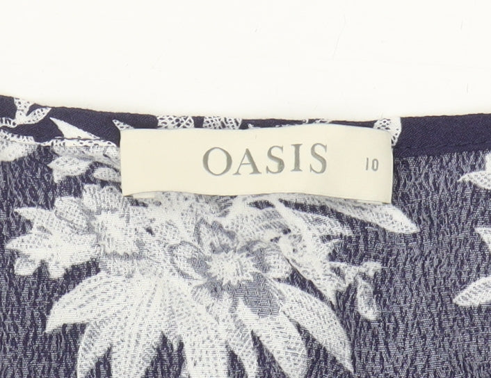 Oasis Women's Blue Floral Top, Size 10, Viscose