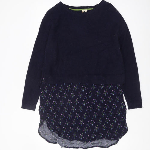 White Stuff Women's Blue Floral Pullover Jumper Size 12