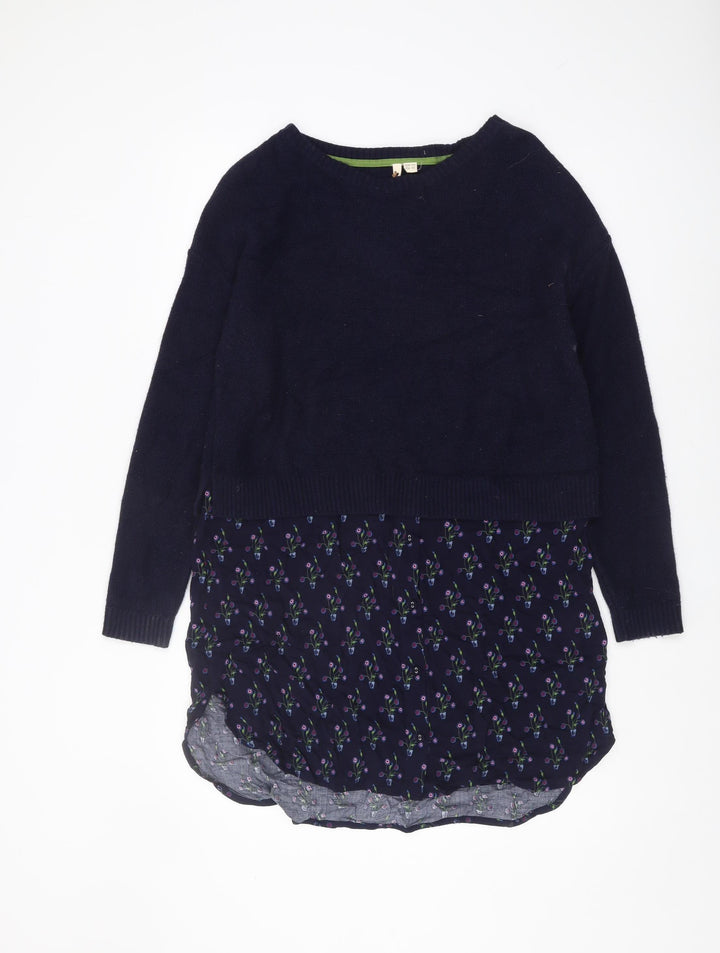 White Stuff Women's Blue Floral Pullover Jumper Size 12