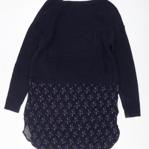 White Stuff Women's Blue Floral Pullover Jumper Size 12